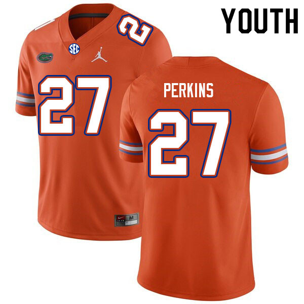 Youth #27 Jadarrius Perkins Florida Gators College Football Jerseys Sale-Orange